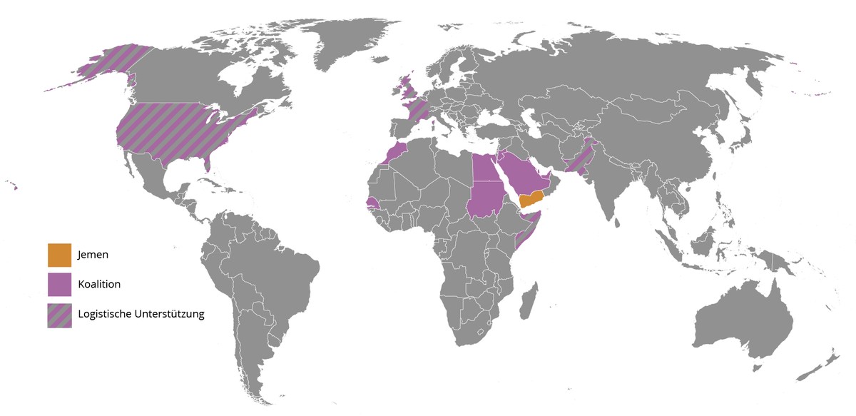 Diese Staaten unterstützen Saudi-Arabien beim Krieg gegen die Huthi-Rebellen.