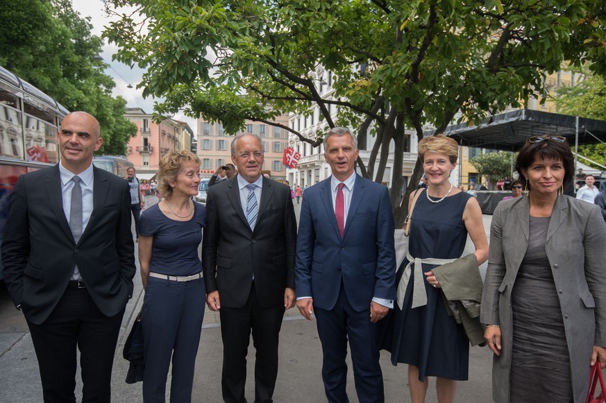 Nach dem wuchtigen Ja zur MEI besuchten sechs der sieben Bundesräte am 18. August 2014 das Tessin.