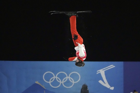 Switzerland&#039;s Alexandra Baer competes during the mixed team aerials finals at the 2022 Winter Olympics, Thursday, Feb. 10, 2022, in Zhangjiakou, China. (AP Photo/Lee Jin-man)