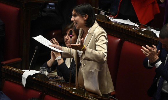 epa11660907 Secretary of Democratic Party Elly Schlein delivers a speech during a session at the Chamber of Deputies on the upcoming European Council in Rome, Italy, 15 October 2024. EPA/RICCARDO ANTI ...