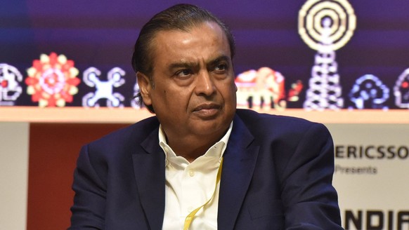 NEW DELHI, INDIA OCTOBER 1: Chairman and managing director of Reliance Industries Ltd Mukesh Ambani during the inauguration of sixth edition of India Mobile Congress 2022 and launching 5G services, at ...