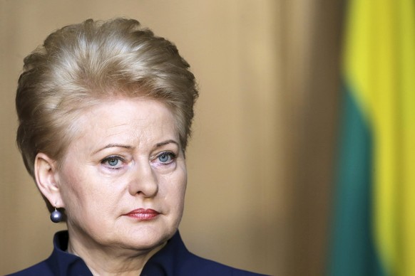 Lithuania&#039;s President Dalia Grybauskaite listens during a news conference at Birini Castle, Latvia, in this October 31, 2013 file picture. Lithuania launched a military exercise on May 6, 2015 to ...