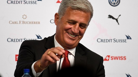 Switzerland&#039;s Head Coach Vladimir Petkovic during a press conference after an international friendly soccer match in preparation for the upcoming 2018 Fifa World Cup in Russia between Switzerland ...