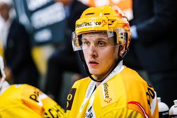 Le top scorer PostFinance bernois Dominik Kahun, en action lors du match du championnat suisse de hockey sur glace de National League entre le HC Fribourg-Gotteron, HCFG, et le SC Bern, SCB, ce samedi ...