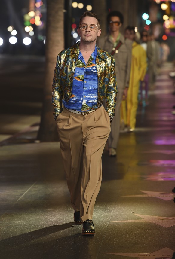Macaulay Culkin walks the runway at the Gucci &quot;Love Parade&quot; fashion show on Tuesday, Nov. 2, 2021, in Los Angeles. (Photo by Jordan Strauss/Invision/AP)
Macaulay Culkin