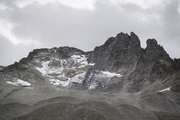 epa07861161 View of the Pizol glacier on the sideline of a commemoration for the dying glacier of Pizol mountain, in Wangs, Switzerland, 22 September 2019. Various organizations gathered to shine a li ...