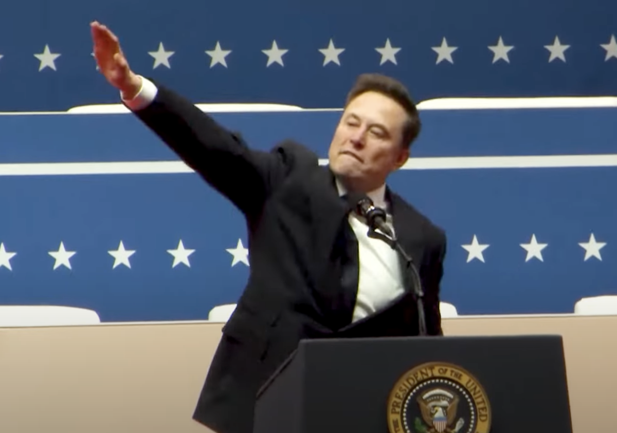 Die Geste von Elon Musk.