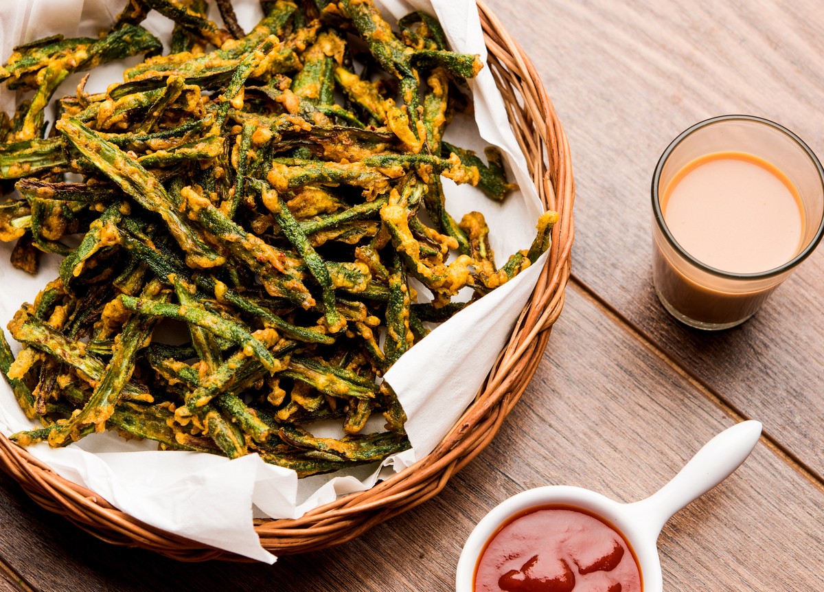 okra fries crispy ladyfingers kurkuri bhindi indien essen food kochen vegetarisch