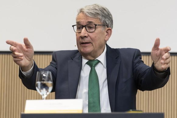 Urs Schwaller, Praesident des Verwaltungsrats spricht an der Bilanzmedienkonferenz der Schweizerischen Post, am Donnerstag, 7. Maerz 2019 am Hauptsitz der Post in Bern. (KEYSTONE/Alessandro della Vall ...