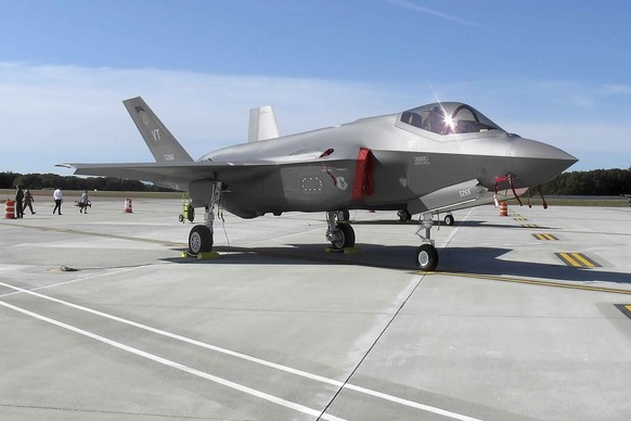 FILE - In this Sept. 19, 2019 file photo, an F-35 fighter jet arrives at the Vermont Air National Guard base in South Burlington, Vt., United States. Israeli Defense Minister Benny Gantz is headed to  ...