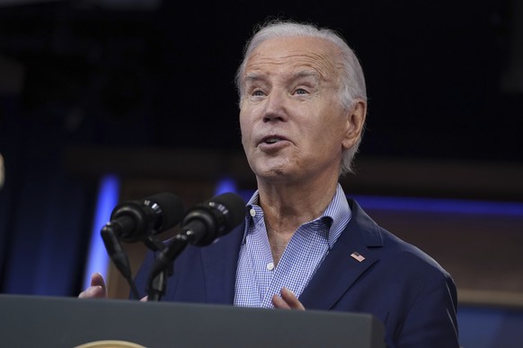 President Joe Biden speaks during an event with the National Education Association in the South Court Auditorium on the White House campus, Tuesday, July 4, 2023, in Washington. President Joe Biden wi ...