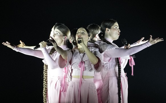 Vesna of the Czech Republic performs during a dress rehearsal for the first semifinal at the Eurovision Song Contest at the M&amp;S Bank Arena in Liverpool, England, Monday, May 8, 2023. (AP Photo/Mar ...