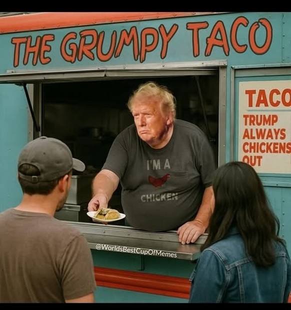 KI-generiertes Bild, das Trump als Taco-Verkäufer zeigt