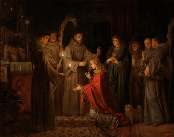 Antonio Carnicero / 'Saint Francis Cutting Clare of Assisi's Hair'. 1787 - 1789. Oil on canvas. Credit: Album