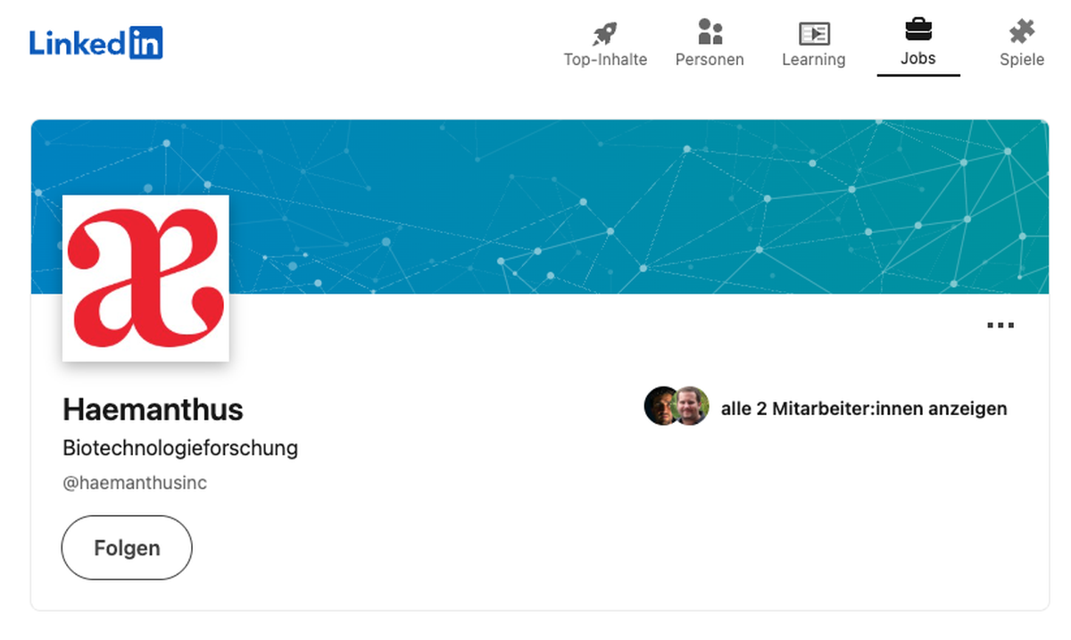 Screenshot linkedin Haemanthus Billy evans