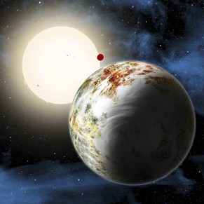 Der gigantische Planet «Kepler-10c» neben seinem kleineren Bruder, dem Lavaplanet «Kepler-10b».