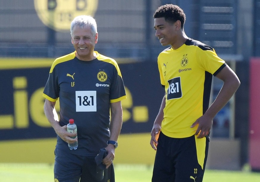 Trainer Lucien Favre Borussia Dortmund, li., mit Jude Bellingham Borussia Dortmund 06.08.2020, Fussball GER, Saison 2020 2021, 1. Bundesliga, Training Borussia Dortmund, Foto: TEAM2sportphoto Dortmund ...