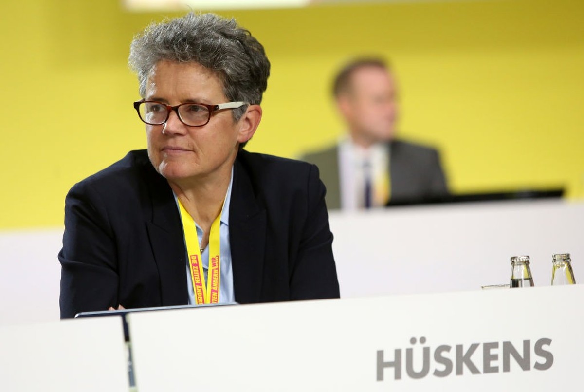 BERLIN, GERMANY - APRIL 23: Lydia Hüskens, head of the FDP in the German state of Sachsen-Anhalt, attends the German Free Democrats (Freie Demokratische Partei, or FDP) party congress on April 23, 202 ...
