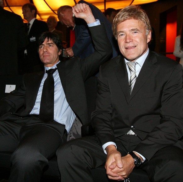 MAINZ, GERMANY - OCTOBER 25: Head coach of the German National Football Team Joachim Loew is seen with Urs Siegenthaler during the ceremonial act for the DFB Bundestag at the Staatstheater on October  ...