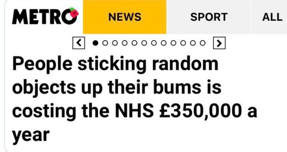 Rektal eingeführt - Schlagzeile aus Grossbritannien 

Metro.co.uk