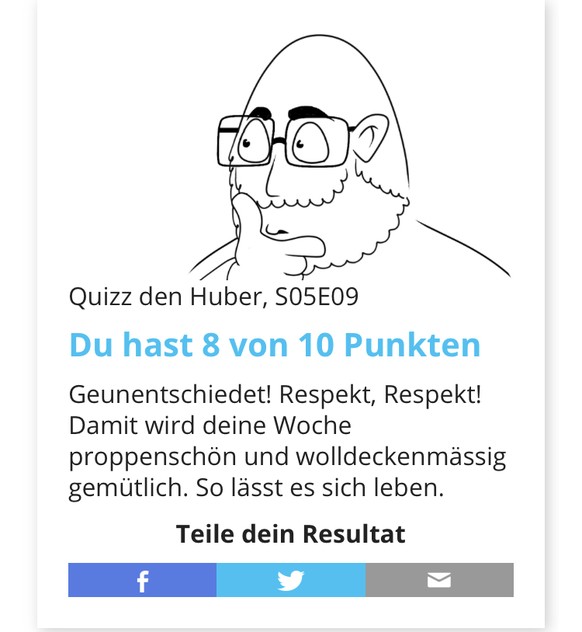 Es geht regulÃ¤r weiter mit dem Huber-Quiz. Doch wir haben 2 schlechte Nachrichten
nach 3 Siegen diesmal ânurâ ein Unentschieden. wÃ¤re ich CC mÃ¼sste ich jetzt mein iPhone entlassen.