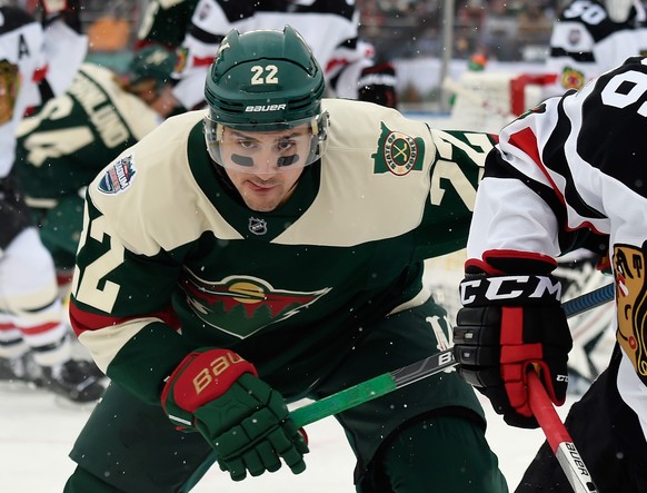 MINNEAPOLIS, MN - FEBRUARY 21: Nino Niederreiter #22 of the Minnesota Wild skates against the Chicago Blackhawks at the TCF Bank Stadium during the 2016 Coors Light Stadium Series game on February 21, ...