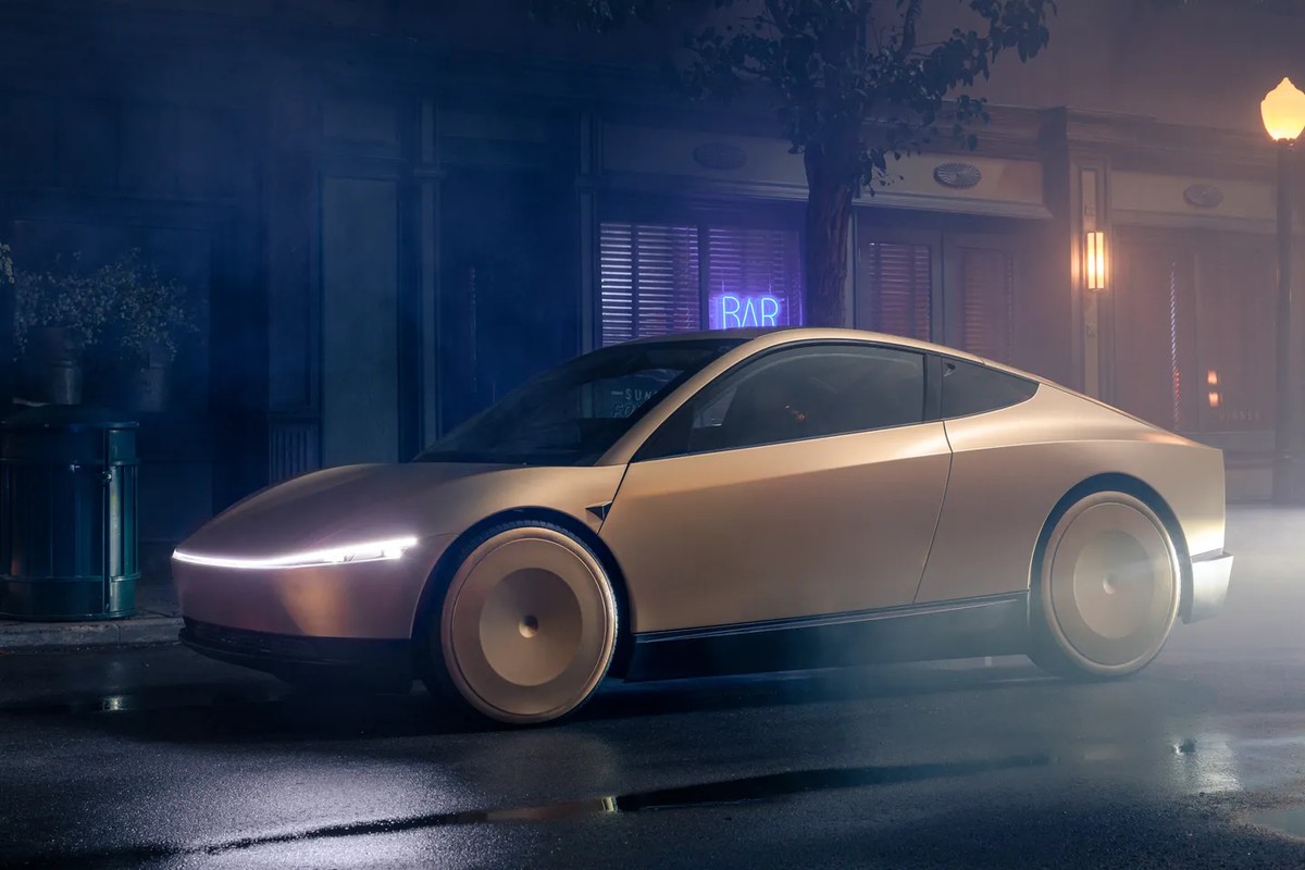 Musk zeigte den Prototyp eines selbstfahrenden Autos, das er Cybercab nennt.