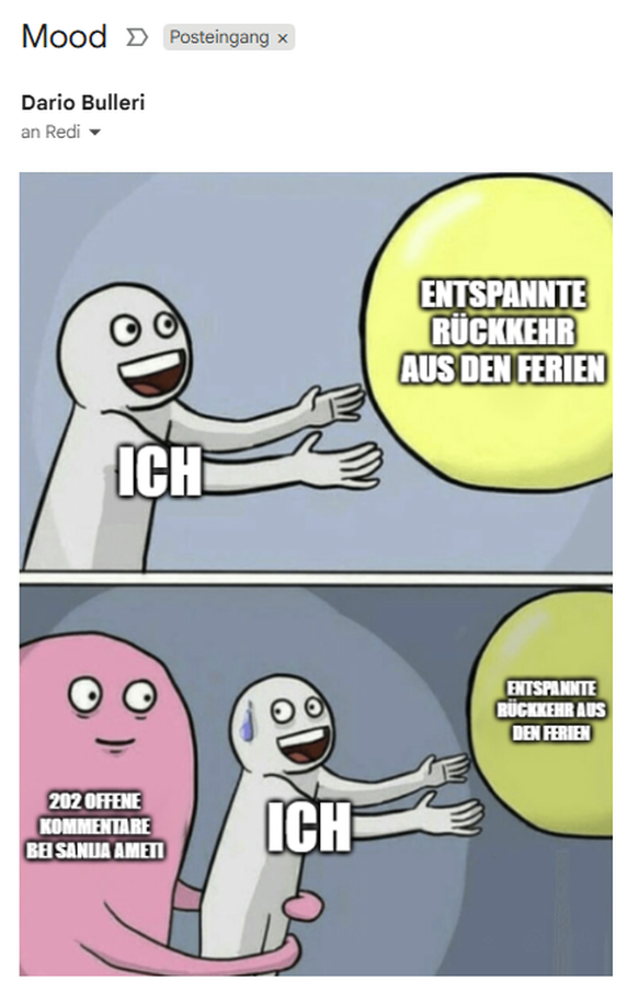 Darios Kommentar Mails zur fröhlichen Freischaltung