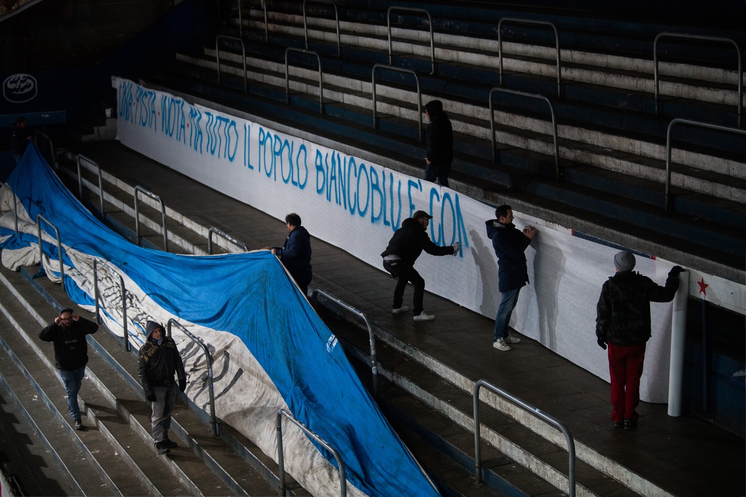 No spectators are in the ice Stadium Valascia before the preliminary round game of National League A (NLA) Swiss Championship 2019/20 between HC Ambri Piotta and HC Davos at the ice stadium Valascia i ...