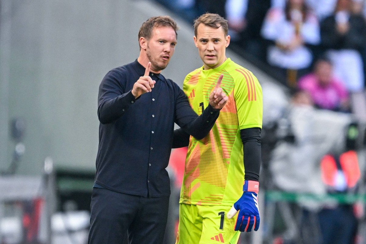 Moenchengladbach, Borussia Park, 07.06.24, GER, Herren, Laenderspiel, Deutschland - Griechenland Bild: v.li. Trainer Julian NAGELSMANN Deutschland und Torwart Manuel NEUER Deutschland Only for editori ...