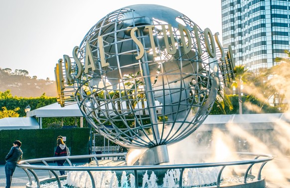 LOS ANGELES, USA - March, 2018: Universal Studios globe at the Entrance into the Universal Studios Hollywood Park, the, Universal Pictures company was created on June 10, 1912