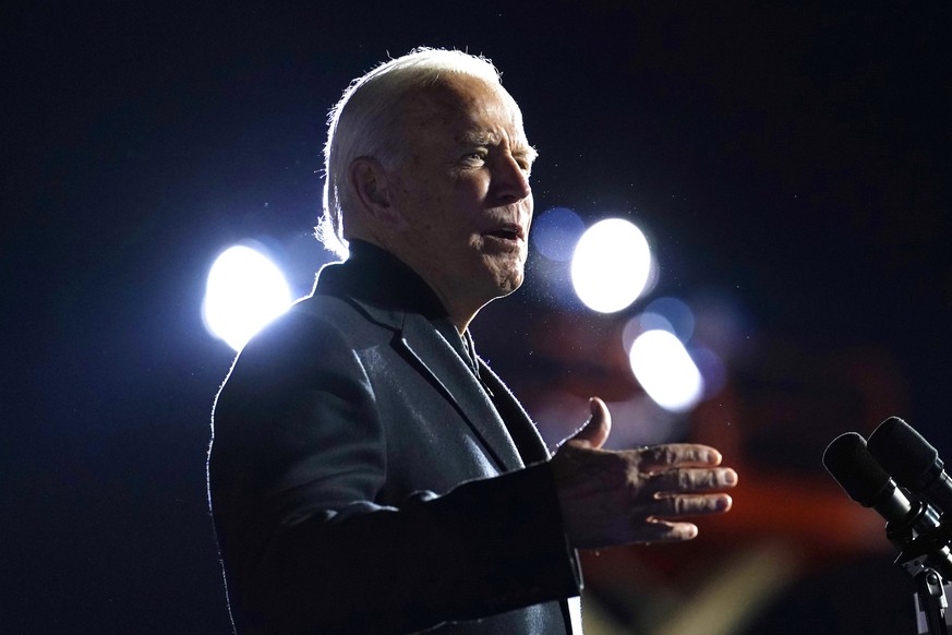 Democratic presidential candidate former Vice President Joe Biden speaks at a rally at Belle Isle Casino in Detroit, Mich., Saturday, Oct. 31, 2020, which former President Barack Obama also attended.  ...