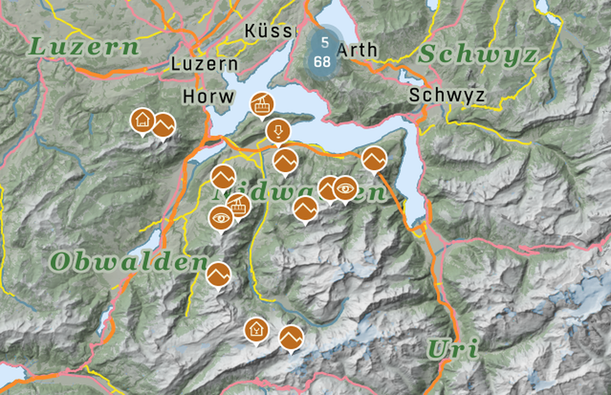 Die 15 Ziele einer Challenge in der Innerschweiz: Vom Niederbauen Chulm über den Arvigrat bis zum Brisen ist alles dabei.