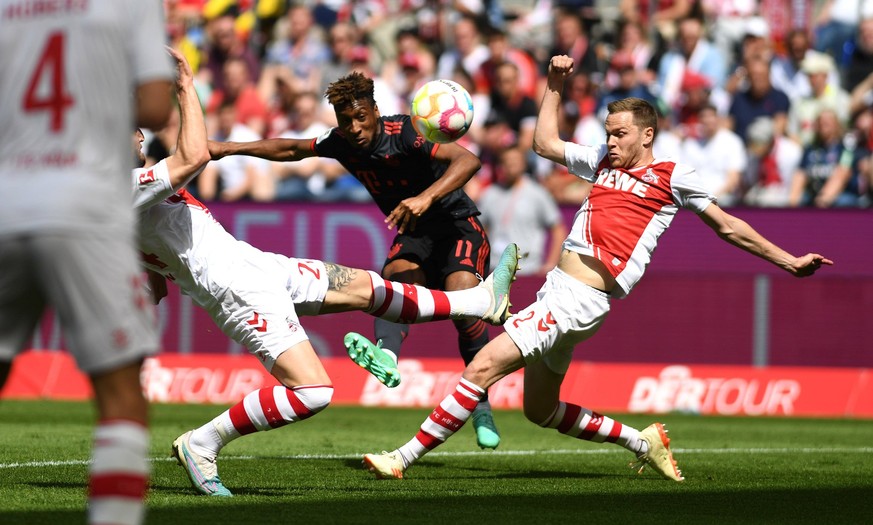 27.05.2023, Cologne, Germany, Rhein-Energie-Stadium, 1. FC Koeln vs FC Bayern Muenchen - 1. Bundesliga, Kingsley Coman FC Bayern Muenchen Tor zum 0:1 Foto Ralf Treese, Ralf Treese DFB / DFL REGULATION ...