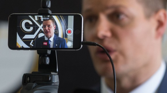 Sami Kapanen, der neue Cheftrainer des Hockey Club Lugano (HCL), beim Interview anlaesslich einer Pressekonferenz, am Montag, 8. April 2019, in Lugano. (KEYSTONE/TI-PRESS/Samuel Golay)