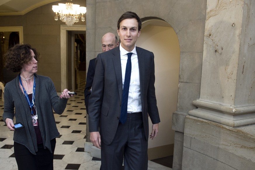 Jared Kushner, son-in-law of President-elect Donald Trump, arrives for a meeting with House Speaker Paul Ryan of Wis., on Capitol Hill, in Washington, Monday, Jan. 9, 2017. (AP Photo/Cliff Owen)