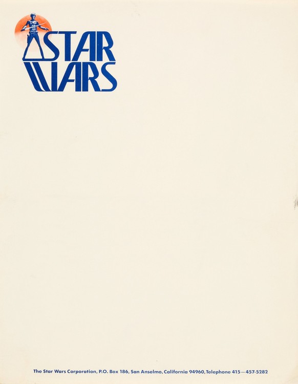 1976
This Star Wars letterhead from 1976 showcases an early visual identity for the soon-to-be legendary franchise. The artwork, created by Star Wars concept artist Ralph McQuarrie, depicts Luke Skywa ...