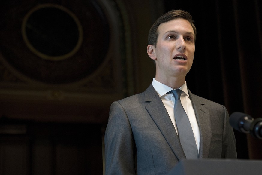 epa06225504 (FILE) - Senior Advisor to the President Jared Kushner delivers remarks during American Technology Council meeting in the Eisenhower Executive Office Building on the White House grounds in ...