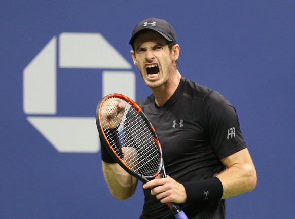 Aug 30, 2016; New York, NY, USA; Andy Murray of Great Britain reacts after winning a break point during his match against Lukas Rosol of Czech Republic on day two of the 2016 U.S. Open tennis tourname ...