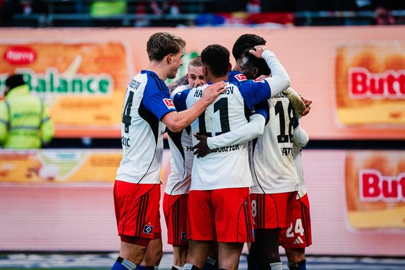 1. Bundesliga: Hamburger SV vs. 1. FC Union Berlin, 14.02.2026 TOR, JUBEL zum 2:1 durch Nicolas Capaldo Hamburger SV, 24 Fu�ball, 22. Spieltag, 1. Bundesliga: Hamburger SV vs. 1. FC Union Berlin am 14 ...