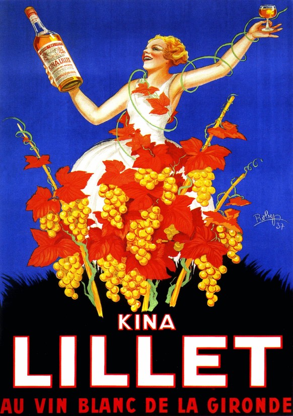 Publicite pour le vin blanc Kina Lillet, illustration de Robert Wolff dit Roby s 1916-1995, 1937 Advertisement for Kina Lillet white wine, illustration by Robert Wolff known as Roby s 1916-1995, 1937  ...