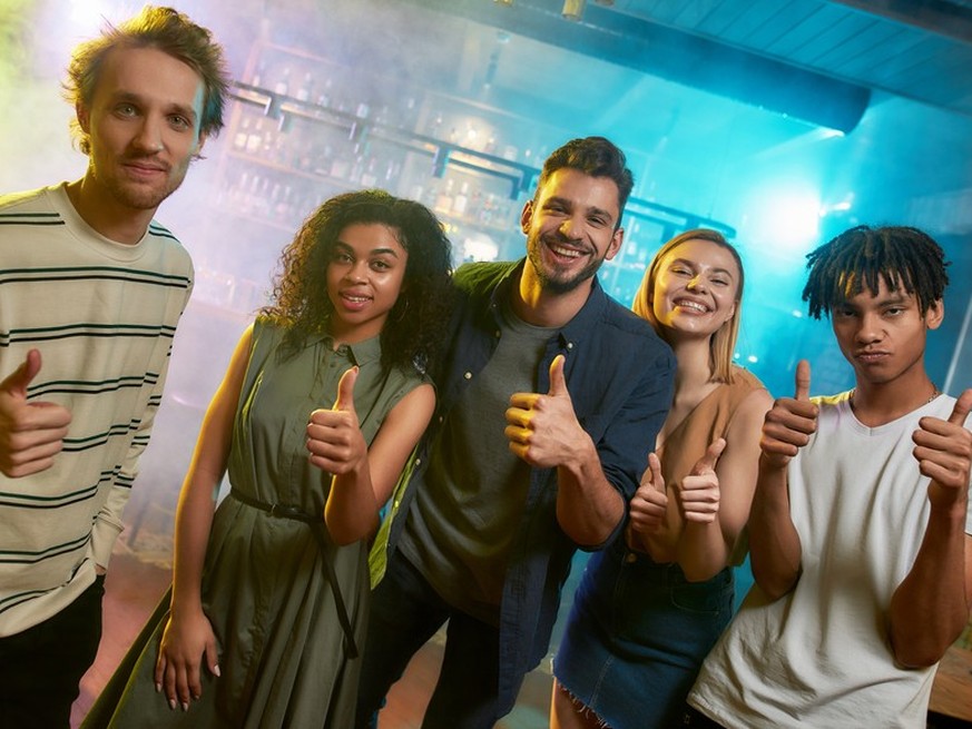 Party in club with friends