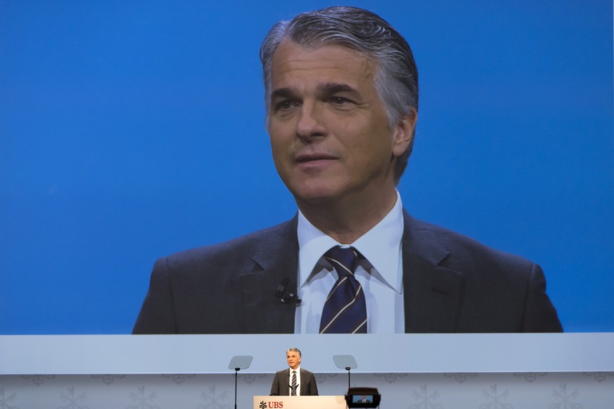 Sergio P. Ermotti, CEO of Swiss Bank UBS, speaks during the general assembly of the UBS in Basel, Switzerland, on Tuesday, May 10, 2016. (KEYSTONE/Georgios Kefalas)