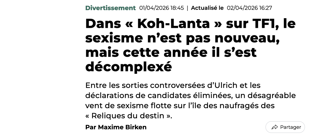 Le titre d'un article du Huffington Post du mois d'avril. «C’est loin d’être une première pour le jeu d’aventure de TF1. Mais cette fois-ci, ça va un peu plus loin».
