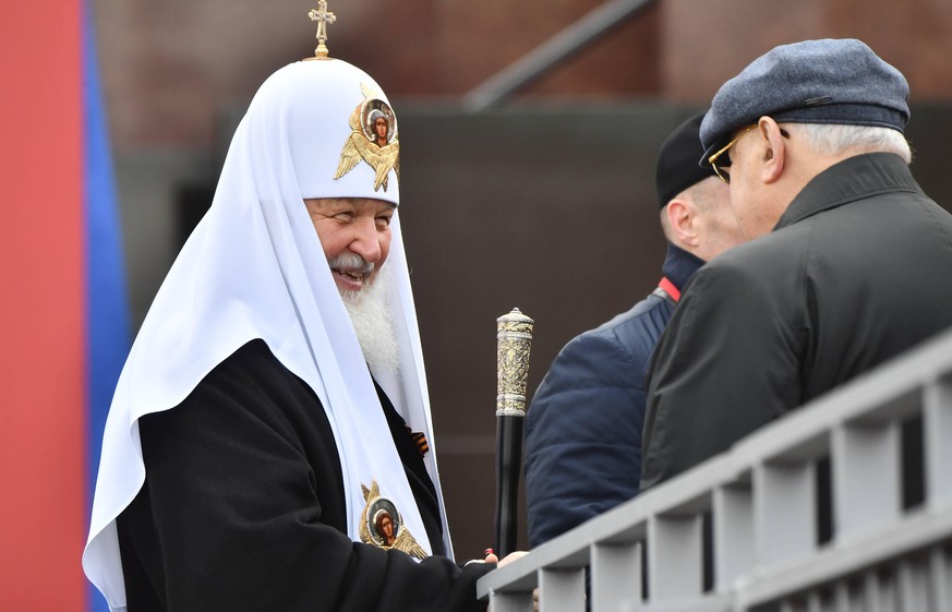 Russia WWII Victory Day Parade 8187149 09.05.2022 Patriarch Kirill of Moscow and All Russia attends a military parade on Victory Day, which marks the 77th anniversary of the victory over Nazi Germany  ...