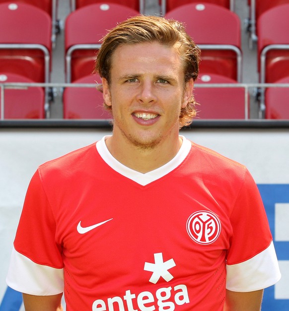 Portrait of outside right Nicolai Mueller of the German Bundesliga soccer club FSV Mainz 05 taken during the team presentation on Wednesday, July 25, 2012 in Mainz, Germany. (AP Photo/dapd/Lutz Matthi ...