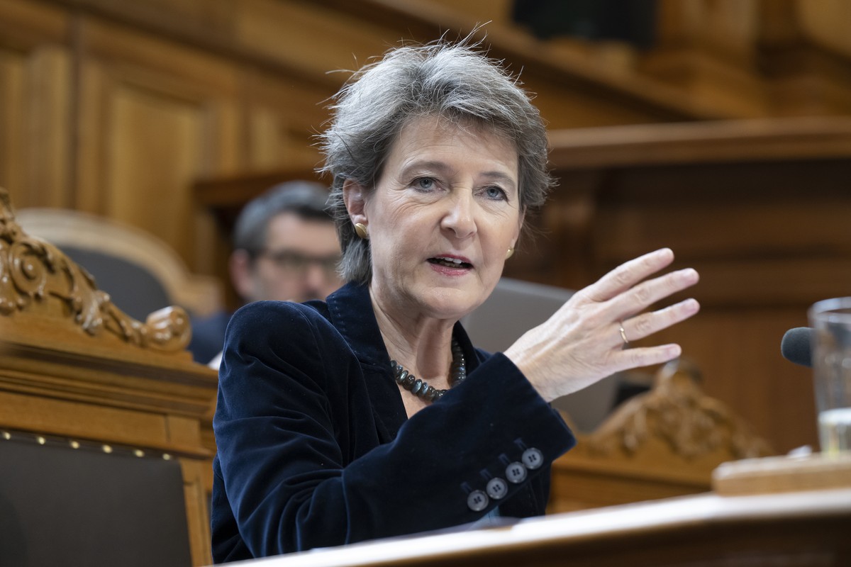 Bundesraetin Simonetta Sommaruga, spricht waehrend der Herbstsession der Eidgenoessischen Raete, am Donnerstag, 29. September 2022 im Staenderat in Bern. (KEYSTONE/Anthony Anex)