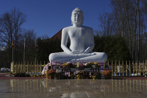 An image of one of the largest statues of the Buddha in the United States is located in the backyard yard of the New Jersey Buddhist Vihara and Meditation Center in Franklin Township, N.J. on Tuesday, ...