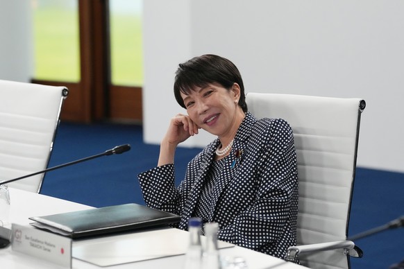 Japan's Prime Minister Sanae Takaichi during a working session at the G7 summit in Evian-les-Bains, France, Wednesday, June 17, 2026. (AP Photo/Thibault Camus)
Sanae Takaichi