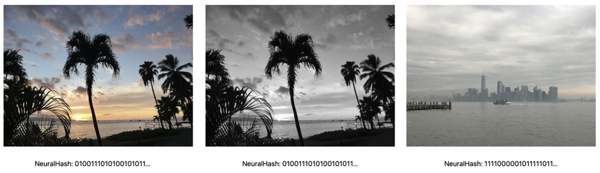 Das Original-Bild links und das leicht veränderte Bild in der Mitte erhalten vom NeuralHash-Algorithmus den gleichen Wert. Die Abbilung ganz rechts erhält einen anderen Hash-Wert, weil Apples Software ...